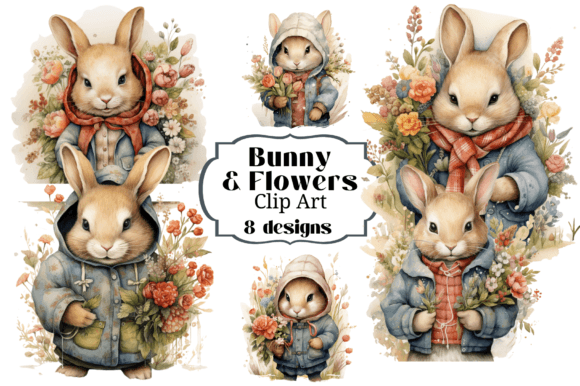 Adorable Spring Designs: Bunny & Flowers Clip Art Set