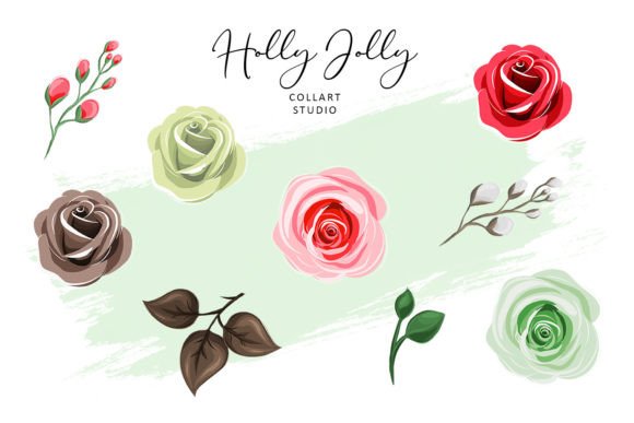 Christmas Illustrations, Flowers: Hand-Drawn Charm for Festive Projects