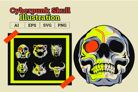 Cyberpunk Skull - Illustrations: A Designer's Toolkit for Edgy Branding