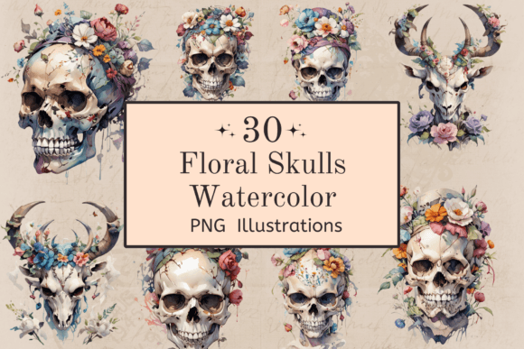 Floral Skulls Watercolor Illustrations: A Designer's Guide to This Edgy Asset