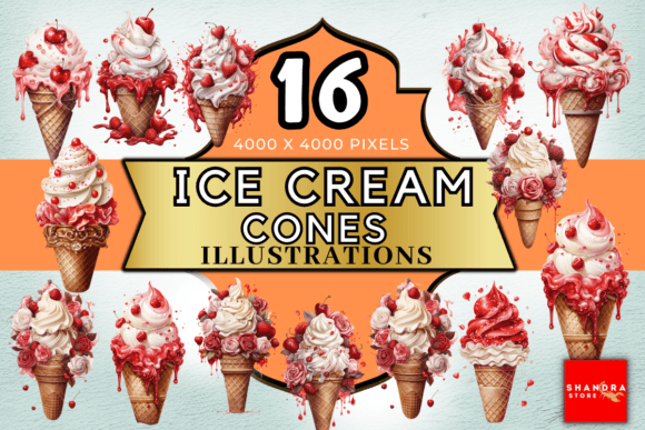 Ice Cream Cones Illustrations: A Sweet Design Asset