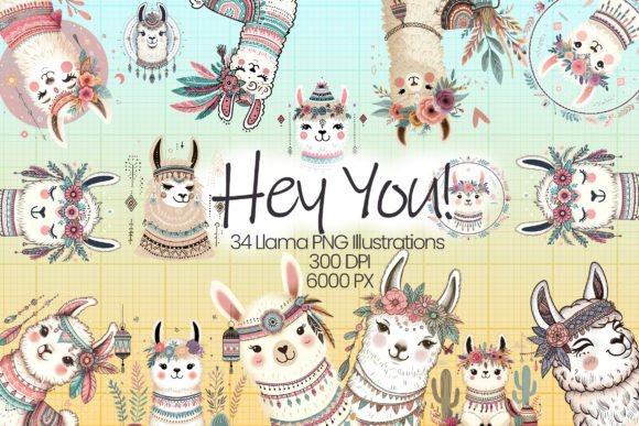 Infusing Whimsy into Your Projects with 34 Boho Cute Llama Illustrations