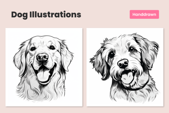 Line-Art Dog Illustrations: Capturing Canine Spirit in Pencil