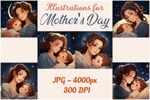 Mother's Day Illustrations - JPG: Capturing Tender Moments
