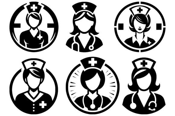 Nurse Logo Vector Illustrations for Healthcare Branding