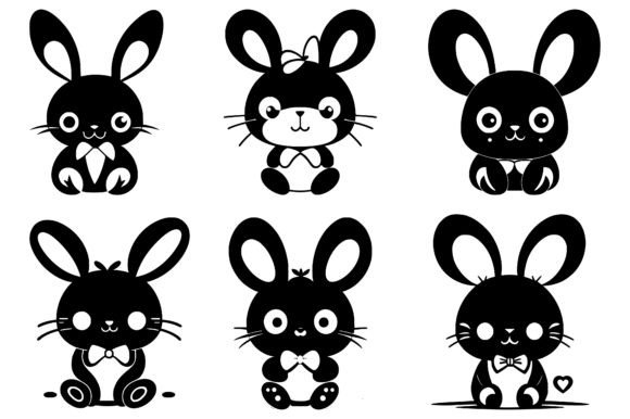 Rabbit Out Line Vector Illustrations: Versatile Design Assets