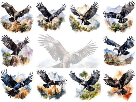Soaring with Style: Using Condor Watercolor Clipart