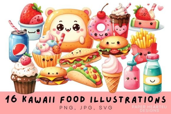 Sweet Kawaii Food Illustrations: A Design Asset for Every Project
