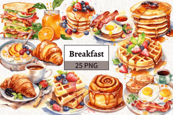 Watercolor Breakfast Illustrations: A Fresh Set for Creators